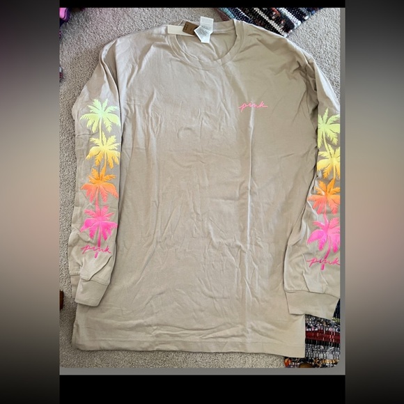 Vs PINK dad shorts long sleeve campus tee hummus floral logo - Picture 4 of 14